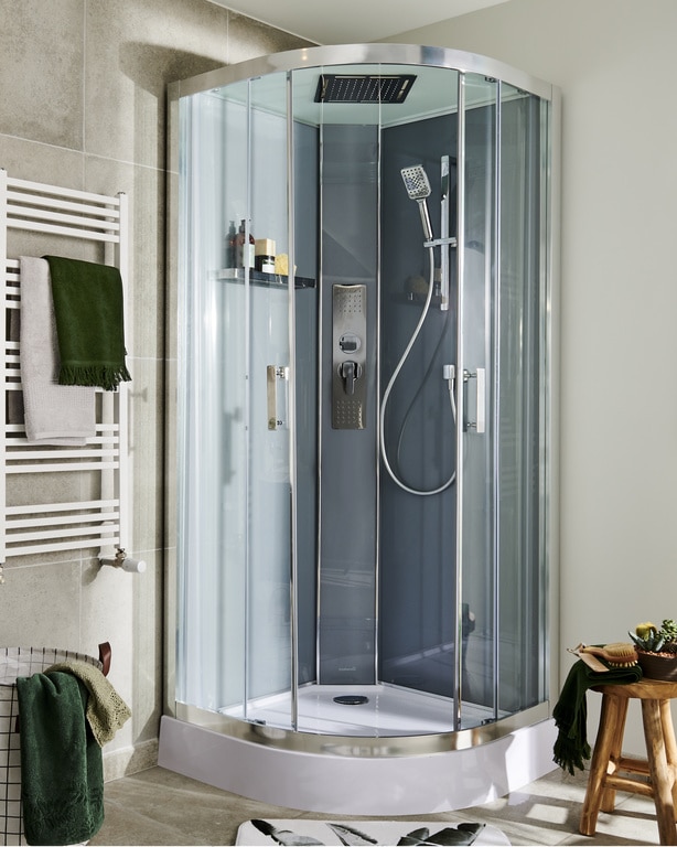 Cabina dus hidromasaj, joasa, semirotunda, 90 x 90 x 220 cm  GoodHome Beloya