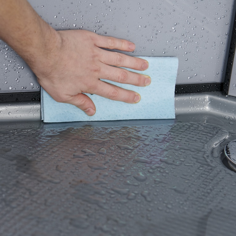 Cabina dus cu hidromasaj GOODHOME Beloya, semirotunda, profil metalic, sticla securizata, 90 x 90 x 220 cm, gri/negru