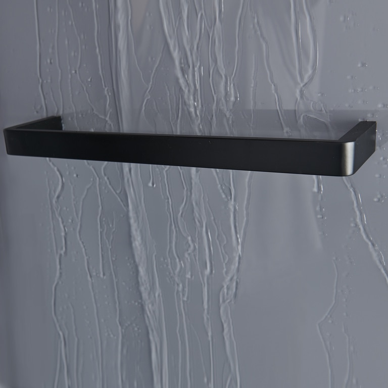 Cabina dus cu hidromasaj GOODHOME Beloya, semirotunda, profil metalic, sticla securizata, 90 x 90 x 220 cm, gri/negru