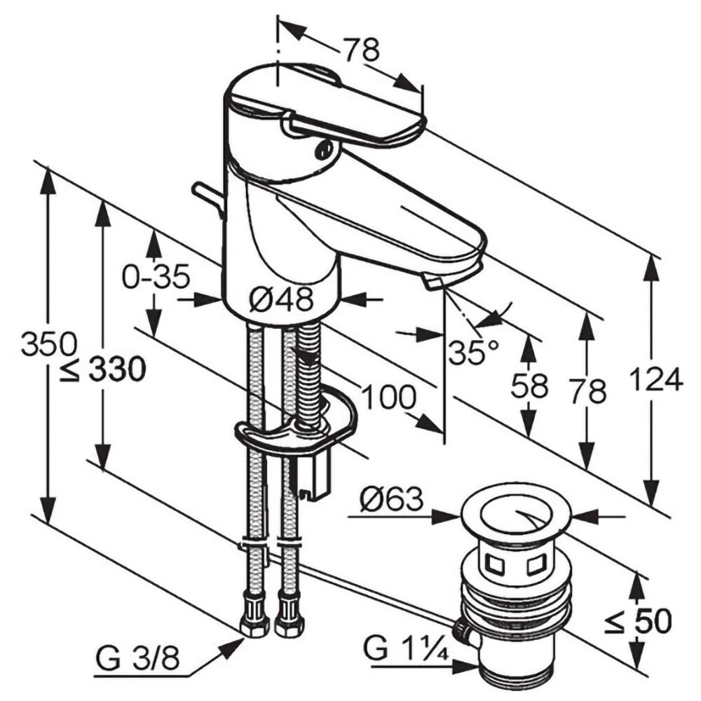 Baterie lavoar KLUDI D-Vise 37181059, monocomanda, alama, crom