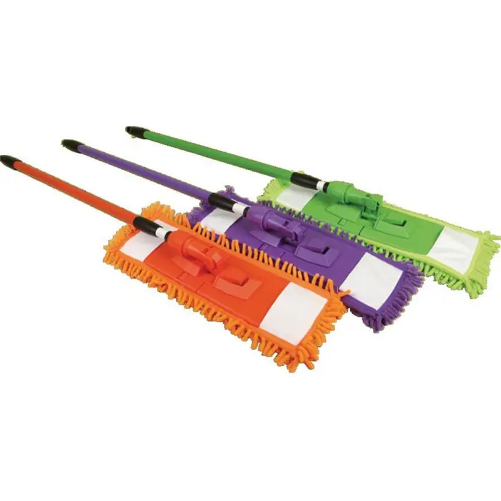 Set  mop plat Chenille, cu franjuri si coada telescopica, 3 bucati