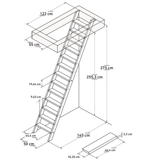 Scara Cottage Premium, brad, 50 x 275 cm • Sogem