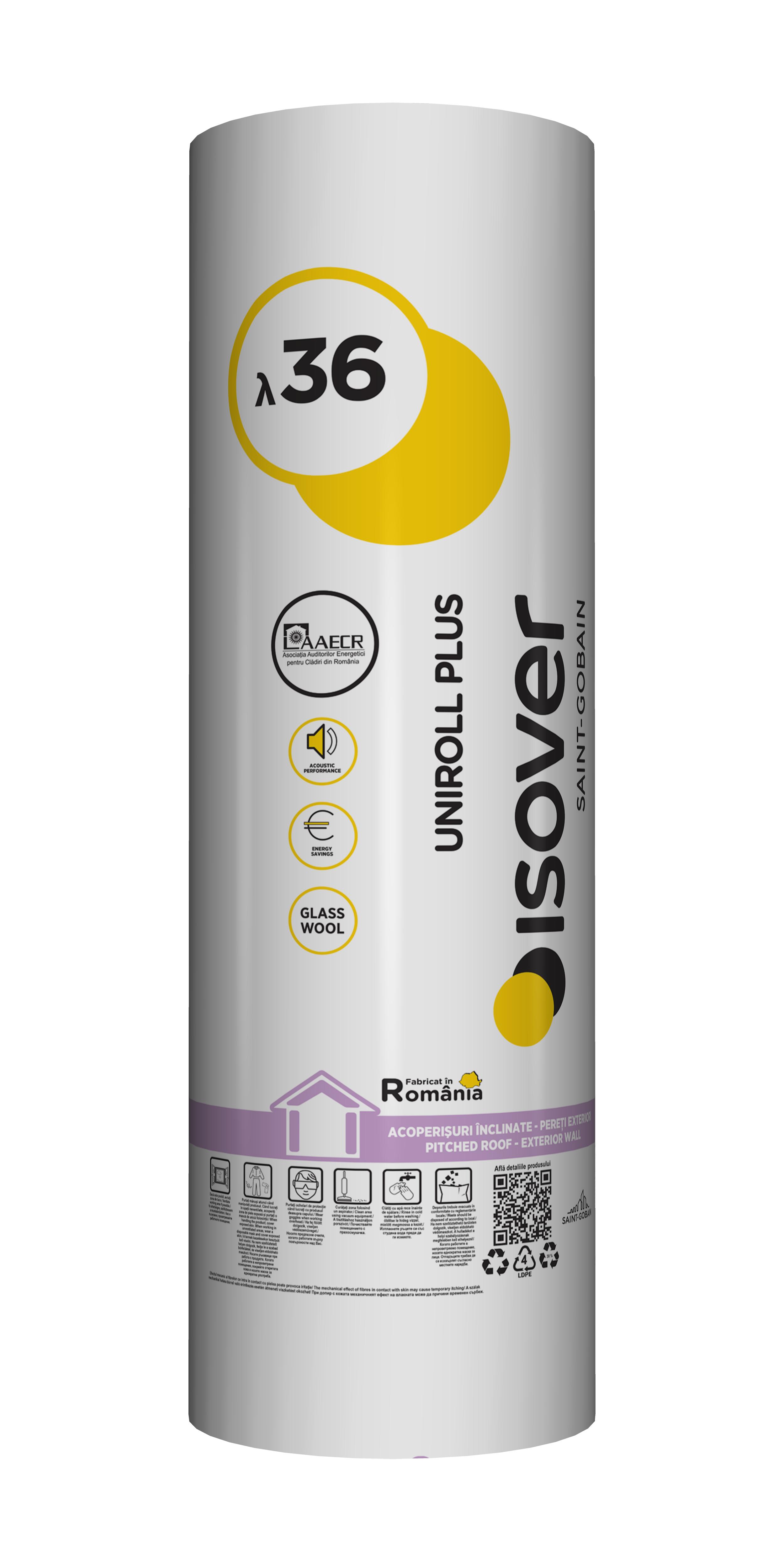 Vata minerala de sticla ISOVER Uniroll, 12 mp 0.036 W/mK, 500 x 120 x 5 mm