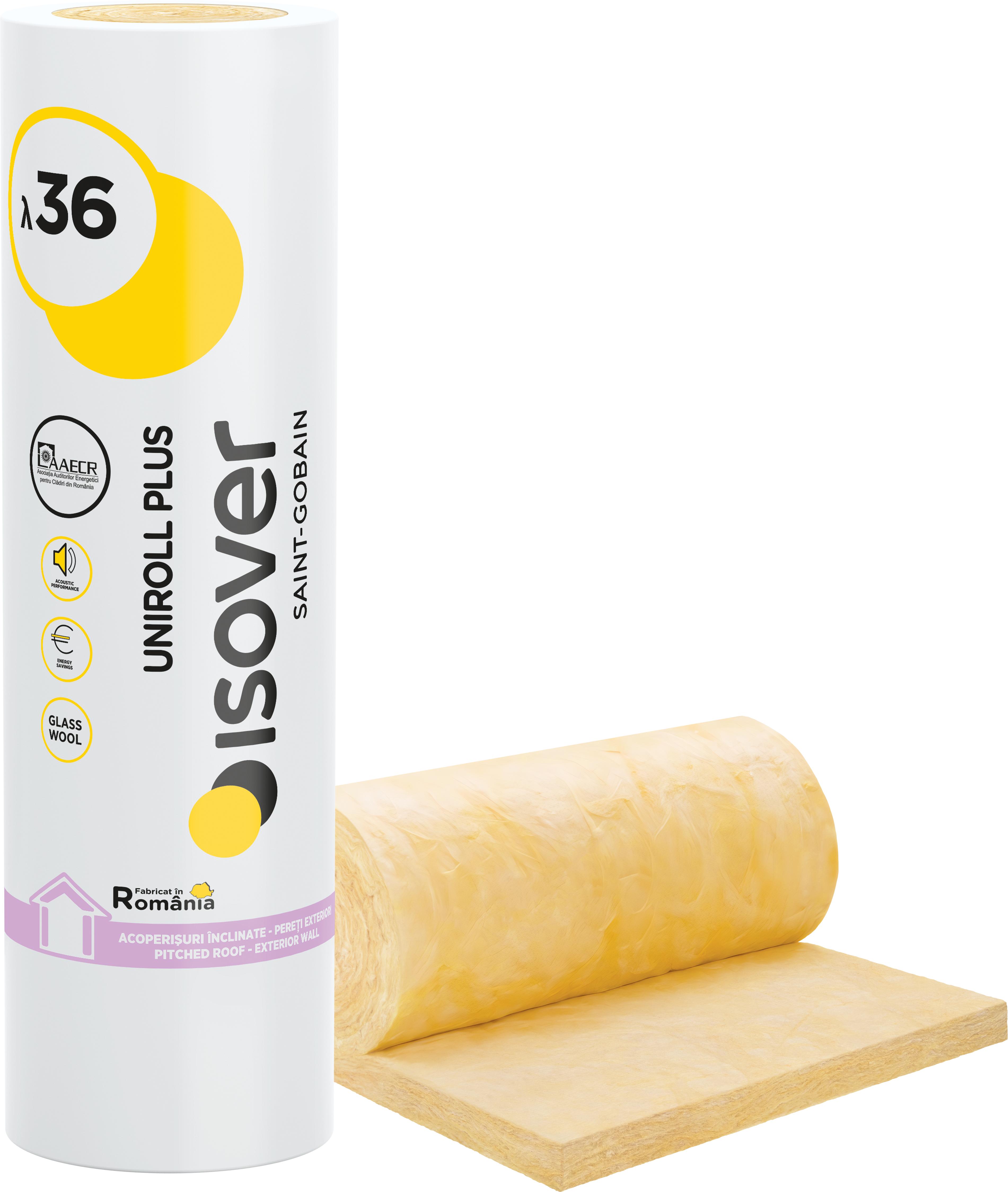 Vata minerala de sticla ISOVER Uniroll, 12 mp 0.036 W/mK, 500 x 120 x 5 mm