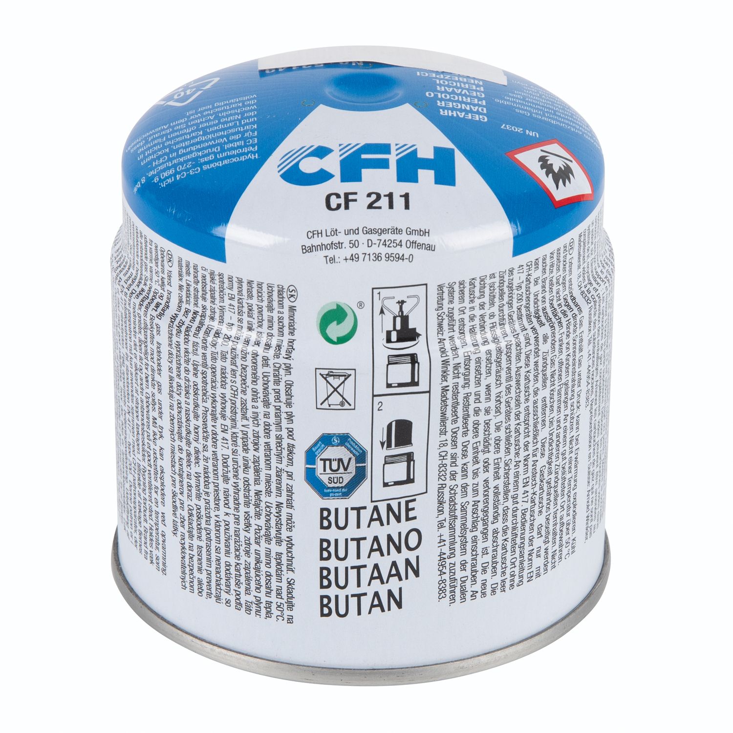 Butelie gaz butan CFH CF 211, 419ml, 190g  