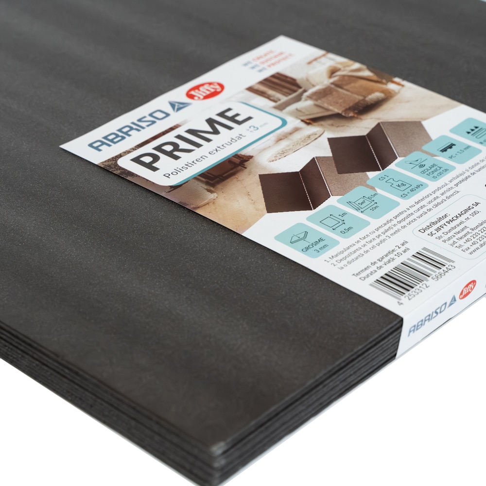 Izolator parchet, polistiren extrudat, grosime 3 mm, 1000 x 500 cm, negru