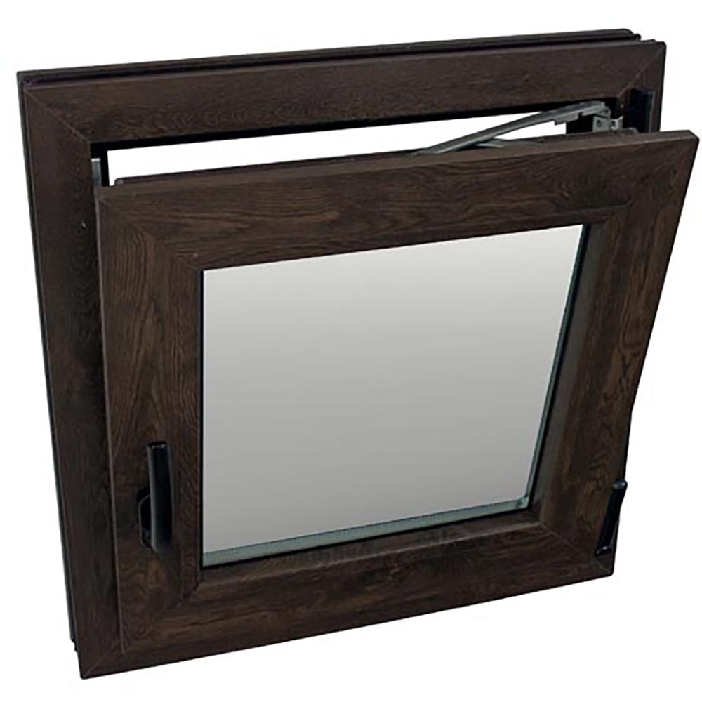 Fereastra termopan FENSTERWELT, PVC, 6 camere, 56 x 56 cm, deschidere oscilobatanta stanga, nuc