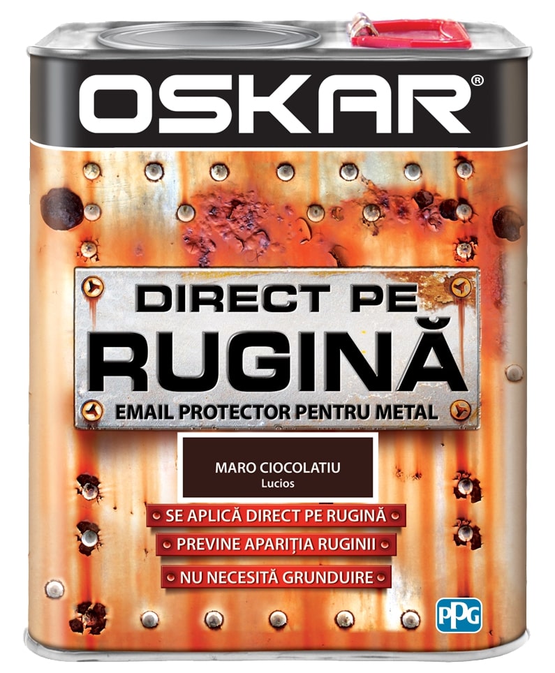 Email protector pentru metal, direct pe rugina, interior/exterior, culoare maro ciocolatiu, 2.5 L  Oskar
