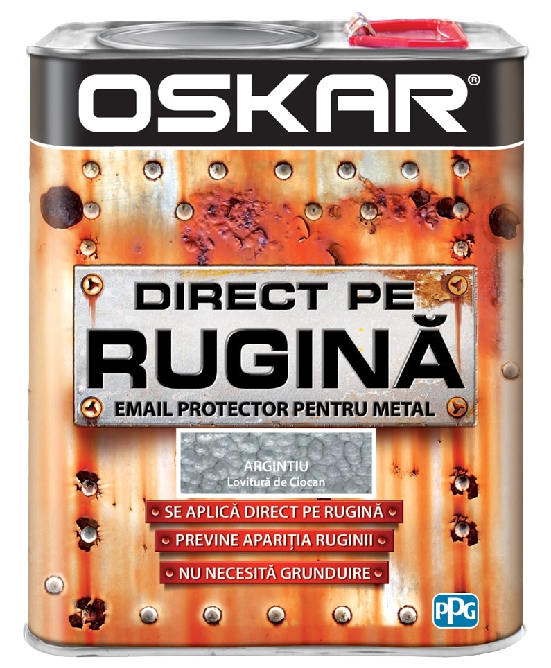 Email direct pe rugina, pentru metal, interior/exterior, culoare gri, 2.5 L  Oskar