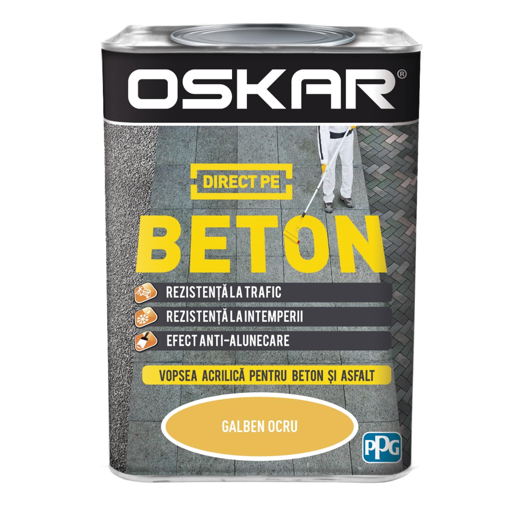 Email direct pe beton, interior/exterior, culoare galben, 0.75 L  Oskar