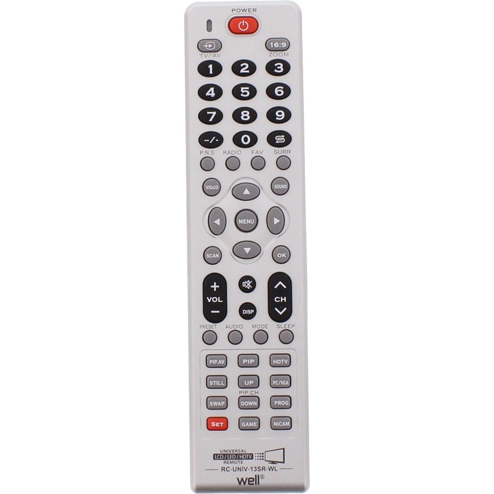 Telecomanda universala TV WELL Chrome, infrarosu, gri