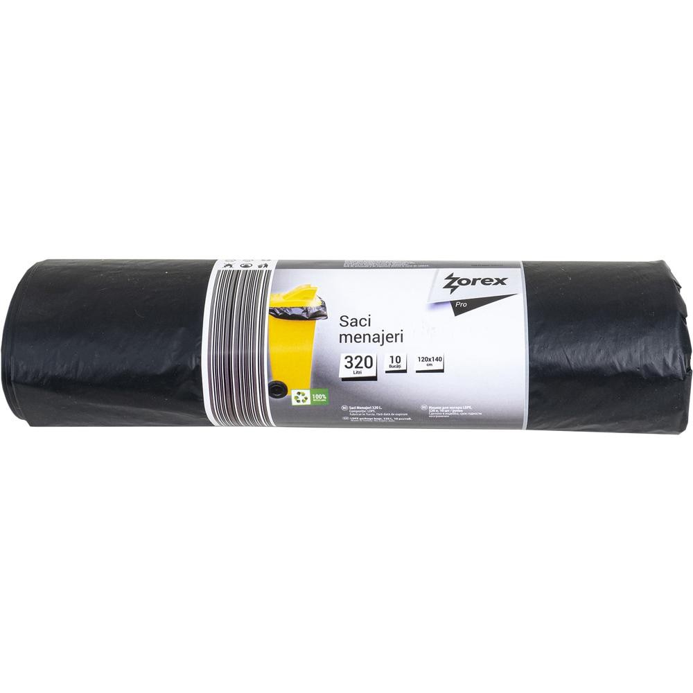 Saci menajeri ZOREX Pro GSM532, 10 bucati, 320 l, negru