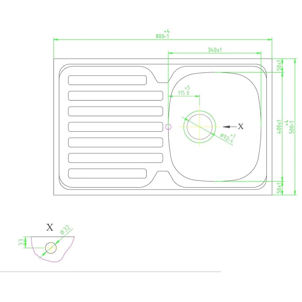 Chiuveta bucatarie COOKE & LEWIS Apgar, 1 cuva, picurator reversibil, inox, finisaj lucios