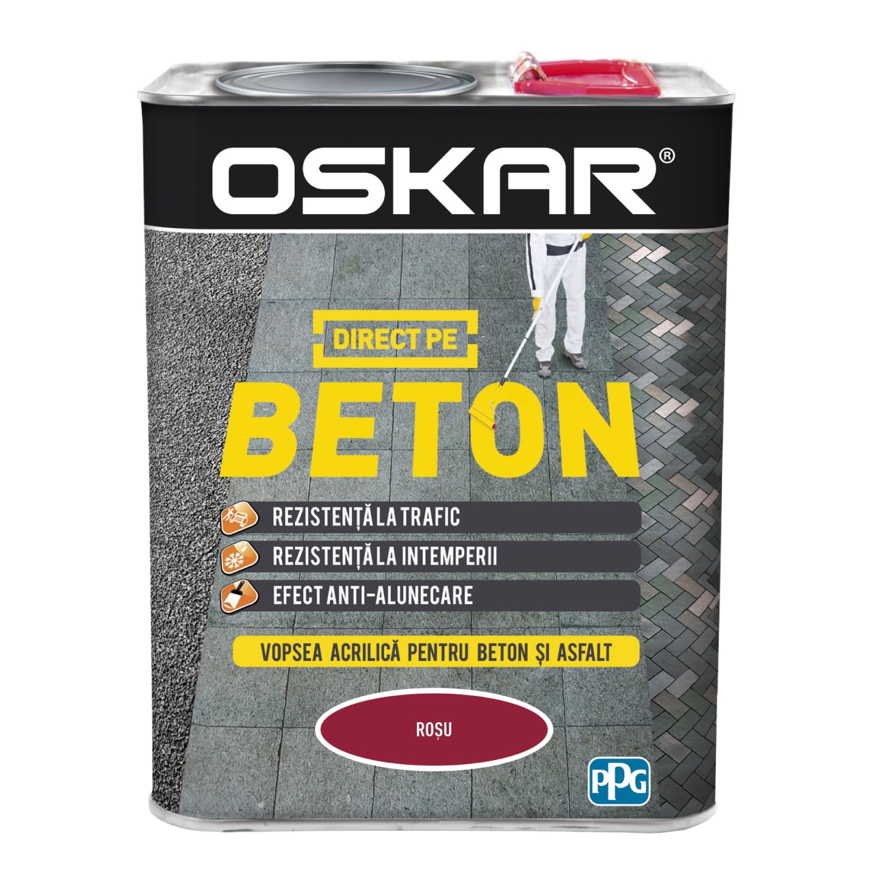 Email direct pe beton, interior/exterior, culoare rosu, 2.5 L  Oskar