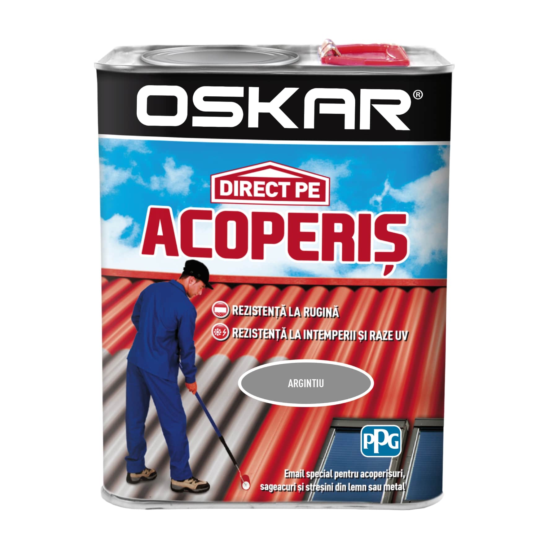 Email direct pe acoperis, interior/exterior, culoare argintiu, 2.5 L  Oskar