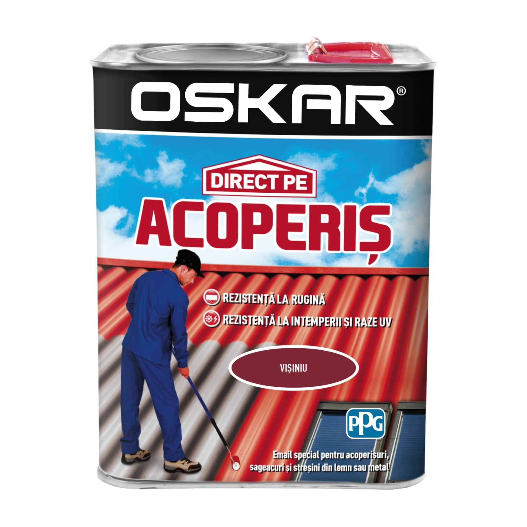 Email direct pe acoperis, interior/exterior, culoare visiniu, 2.5 L  Oskar