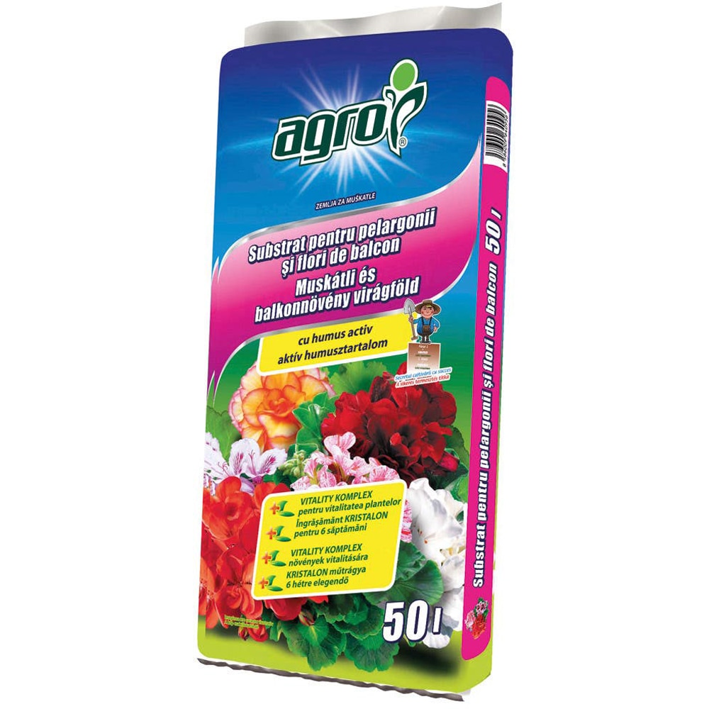 Substrat pentru muscate si flori de balcon Agro Cs, 50 L