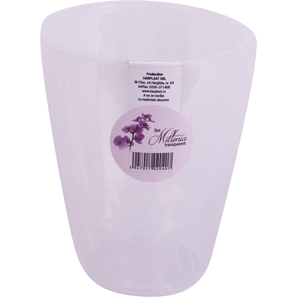 Set ghivece rotunde MILTONIA, plastic, transparent