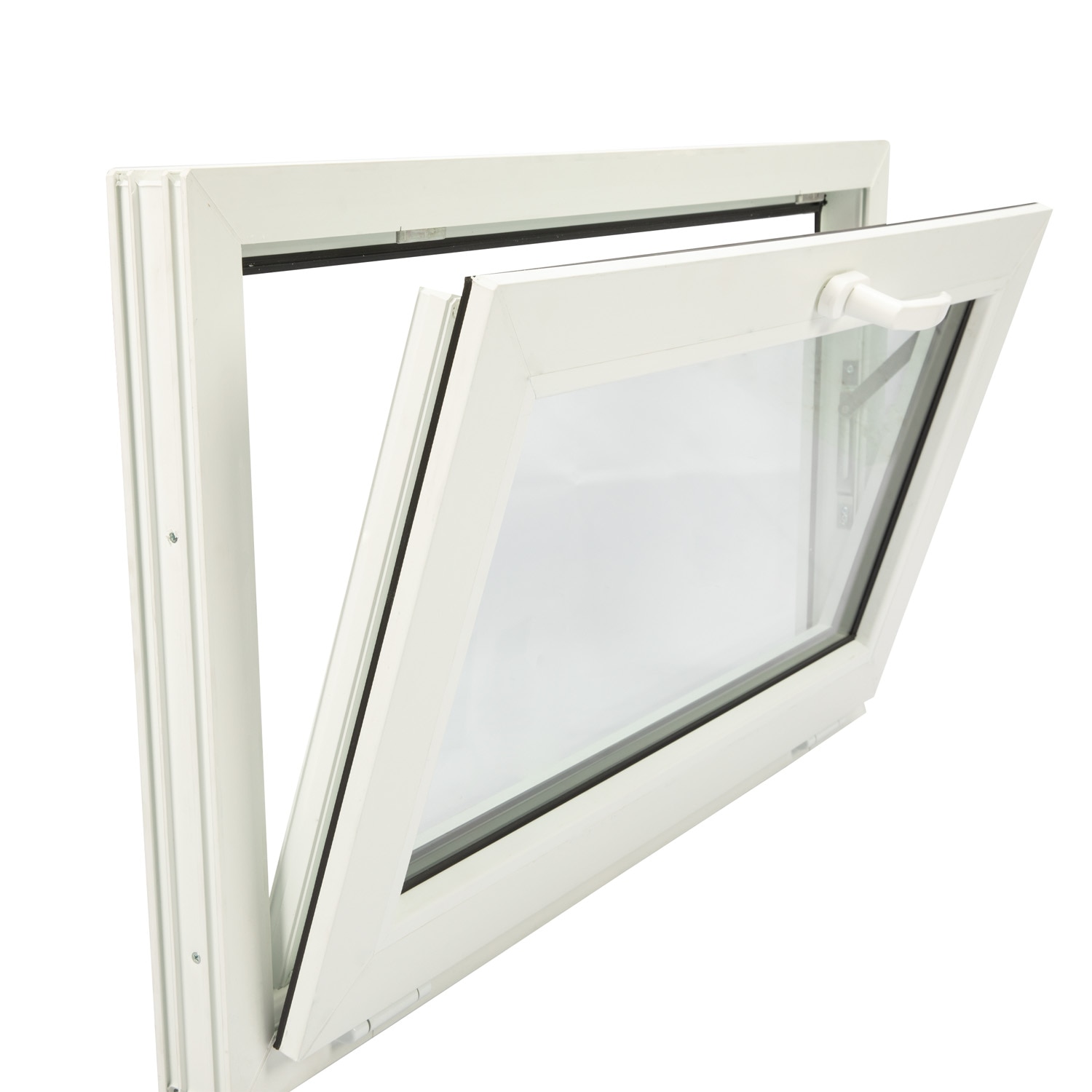 Fereastra termopan PVC, geam Clar + Low-E, alb, 4 camere, 96 x 56 cm, simpla deschidere, batanta  Extruplast