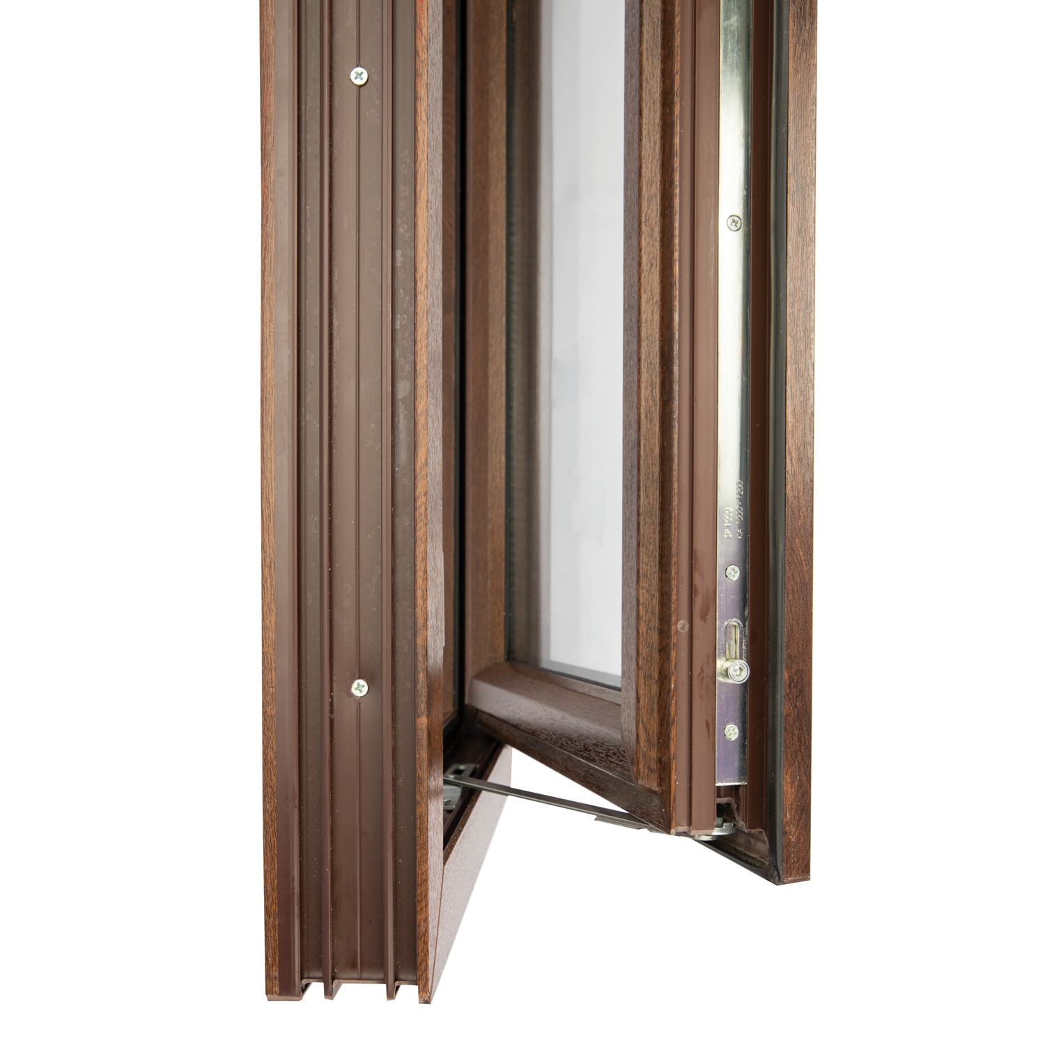 Fereastra termopan PVC, geam Clar + Low-E, nuc, 6 camere, 116 x 56 cm, simpla deschidere, oscilanta  Extruplast