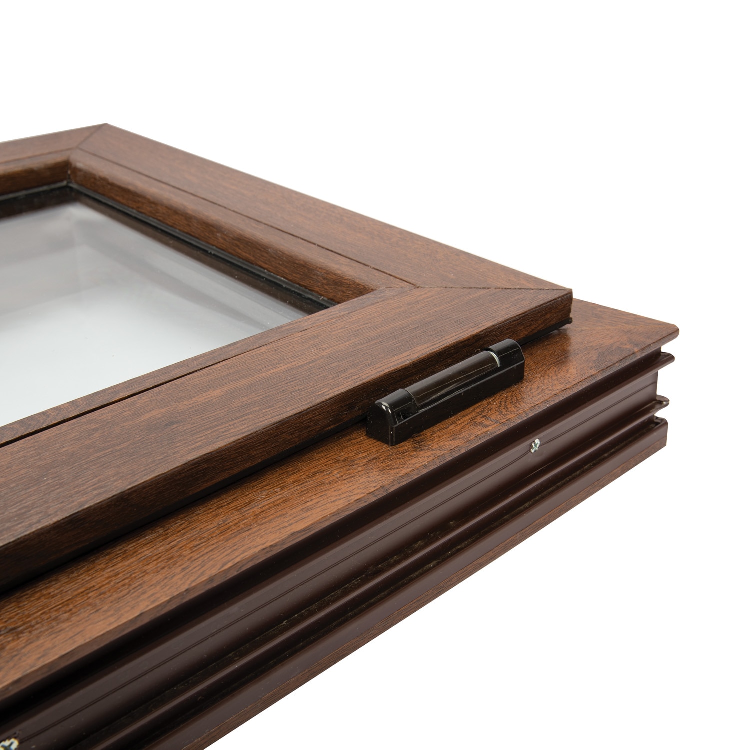 Fereastra termopan PVC, geam Clar + Low-E, nuc, 6 camere, 116 x 56 cm, simpla deschidere, oscilanta  Extruplast