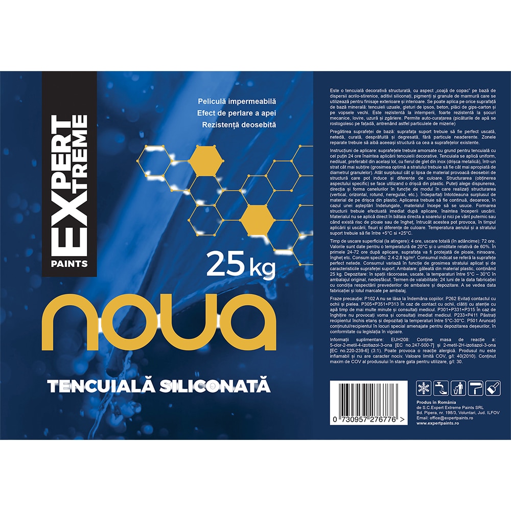 Tencuiala siliconica NOUA, portocaliu, 25 Kg