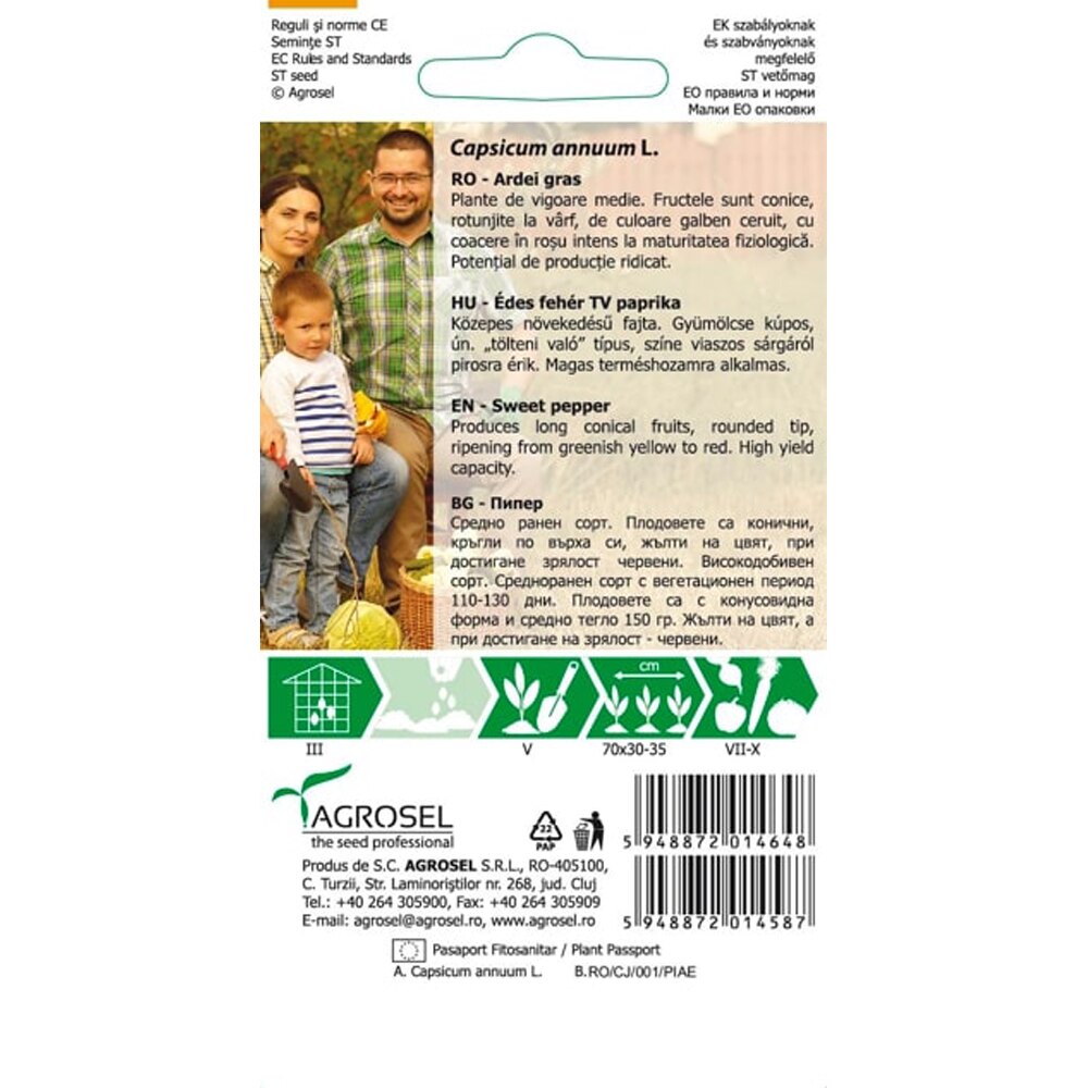 Seminte de legume Ardei AGROSEL, 1 plic