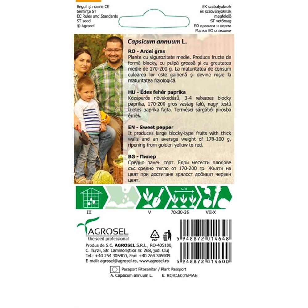 Seminte de legume Ardei AGROSEL, 1 plic