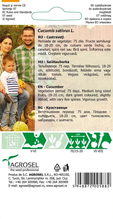 Seminte castraveti semilungi, Marketmore  Agrosel