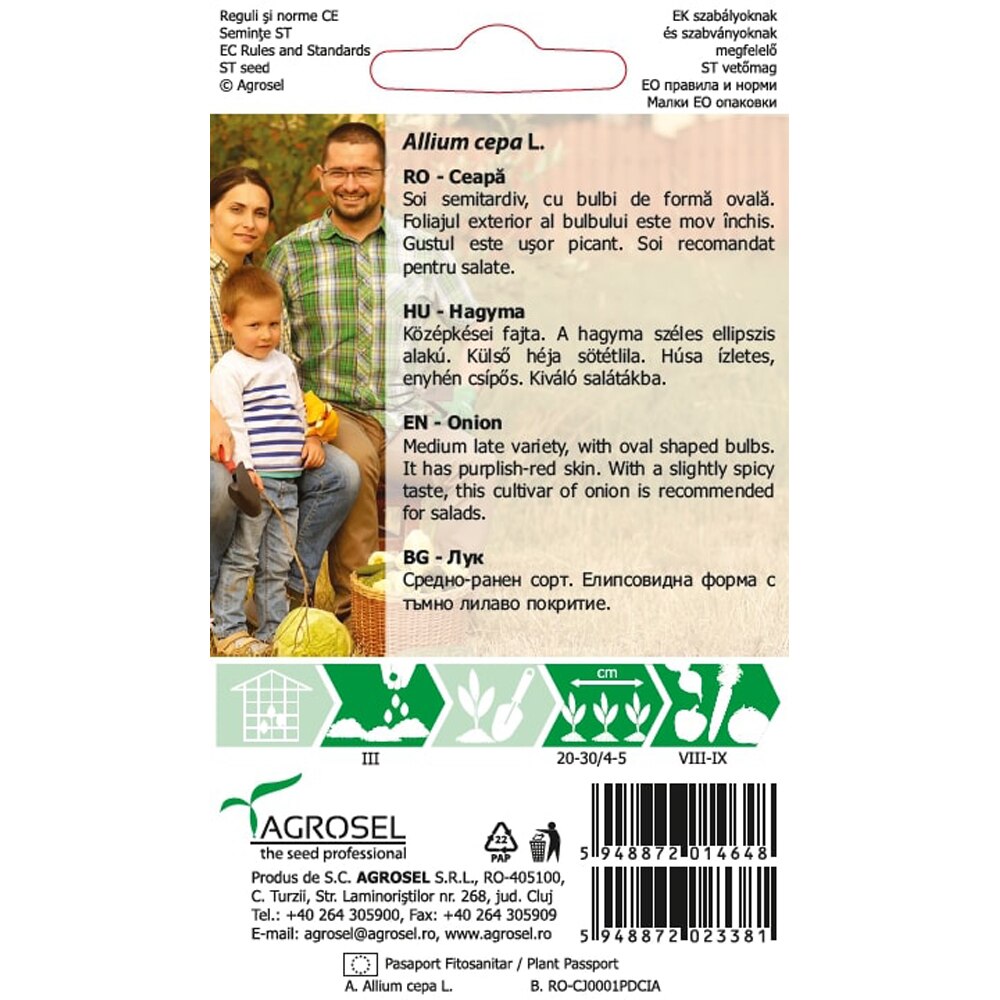 Seminte de legume Ceapa Clujana AGROSEL, 1 plic