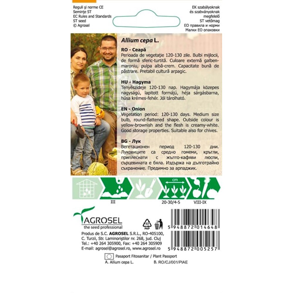 Seminte de legume Ceapa Stuttgarter AGROSEL, 1 plic