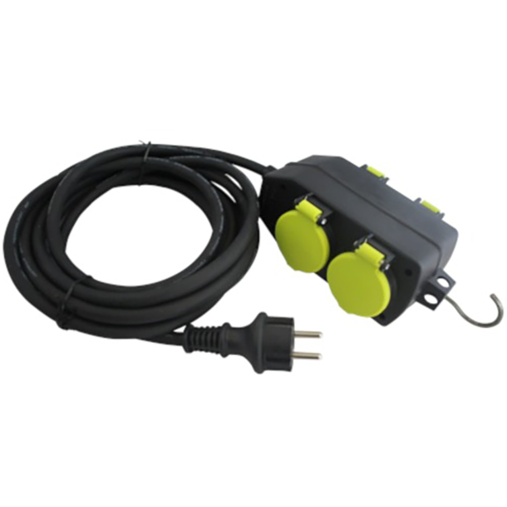 Prelungitor DIALL H07RNF, 4 prize Schuko, 5 m, 1.5 mm, cu agatare, negru