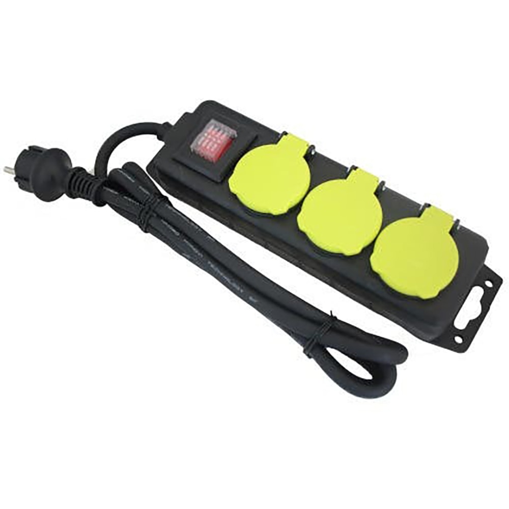 Prelungitor DIALL, 3 prize Schuko, 1.5 m, 1.5 mm, cu protectie la supratensiune, negru