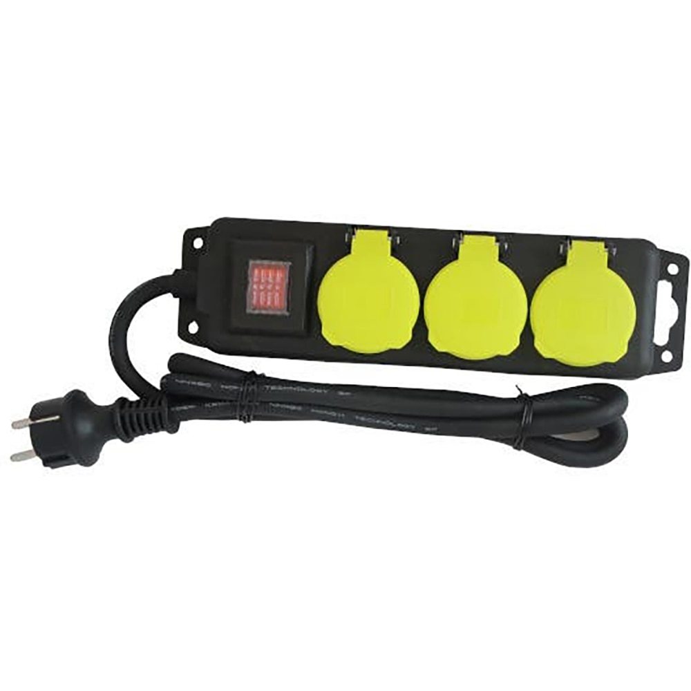 Prelungitor DIALL, 3 prize Schuko, 1.5 m, 1.5 mm, cu protectie la supratensiune, negru