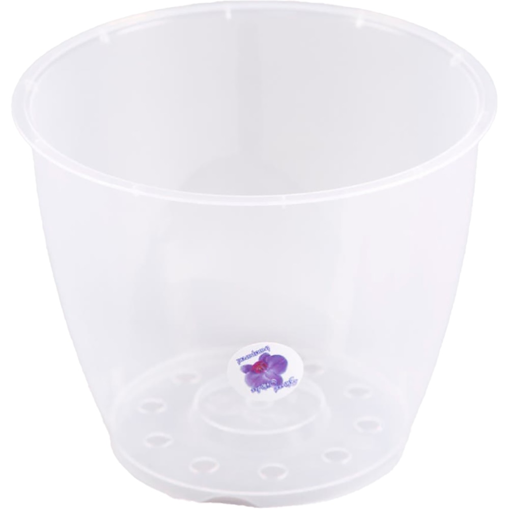 Ghiveci orhidee rotund, plastic, 16.3 cm, transparent