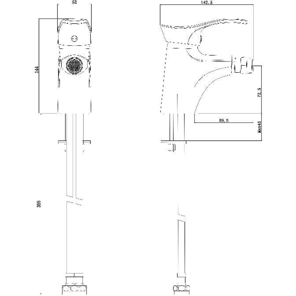 Baterie bideu COOKE & LEWIS Sopot, metal, argintiu