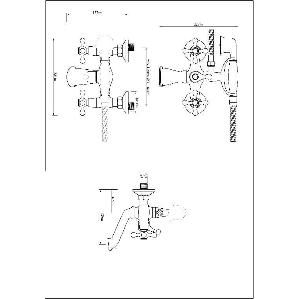 Baterie cada-dus GOODHOME Cercal, metal, Bronz