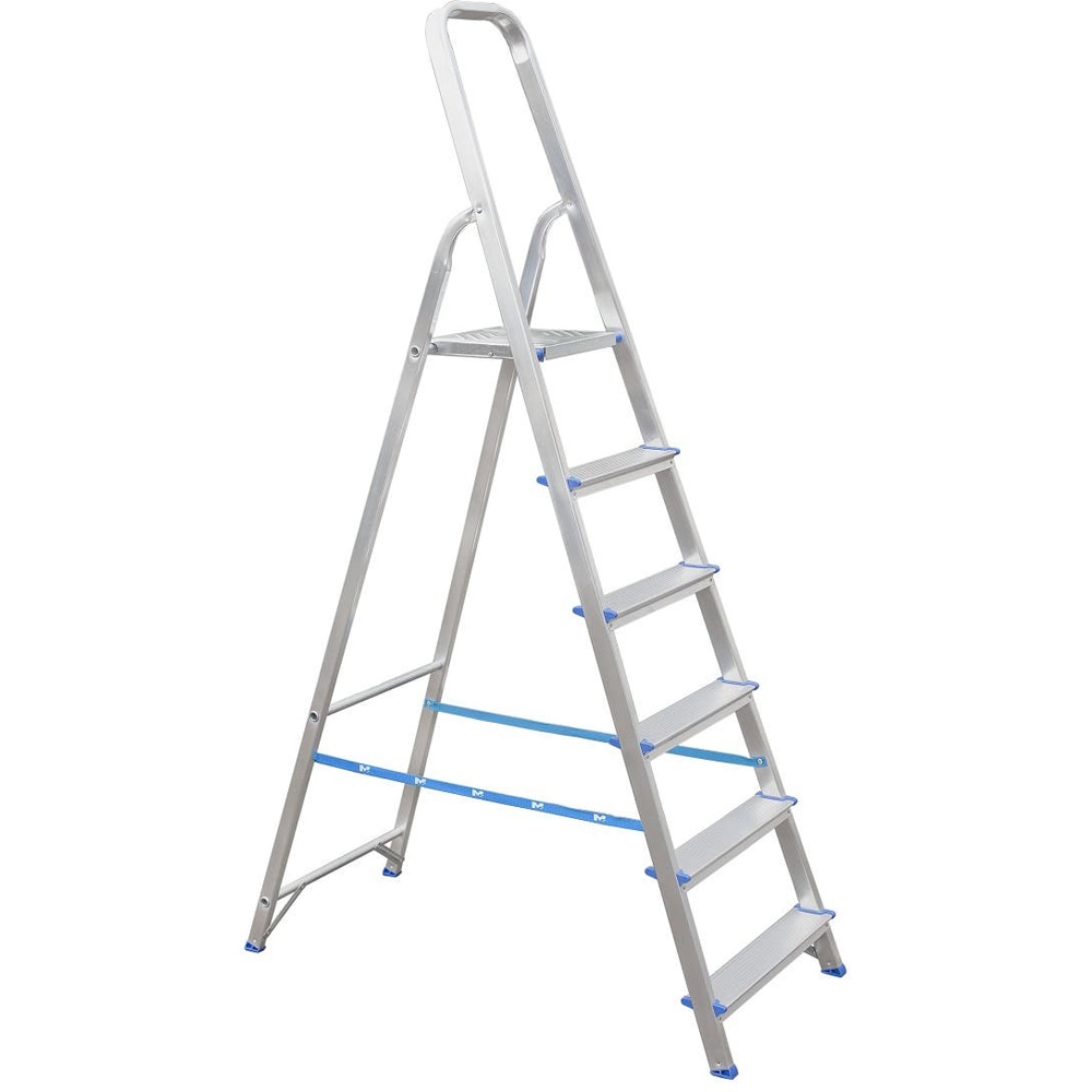 Scara pliabila MAC ALLISTER, 170 cm inaltime lucru, 1x6 cm, argintiu