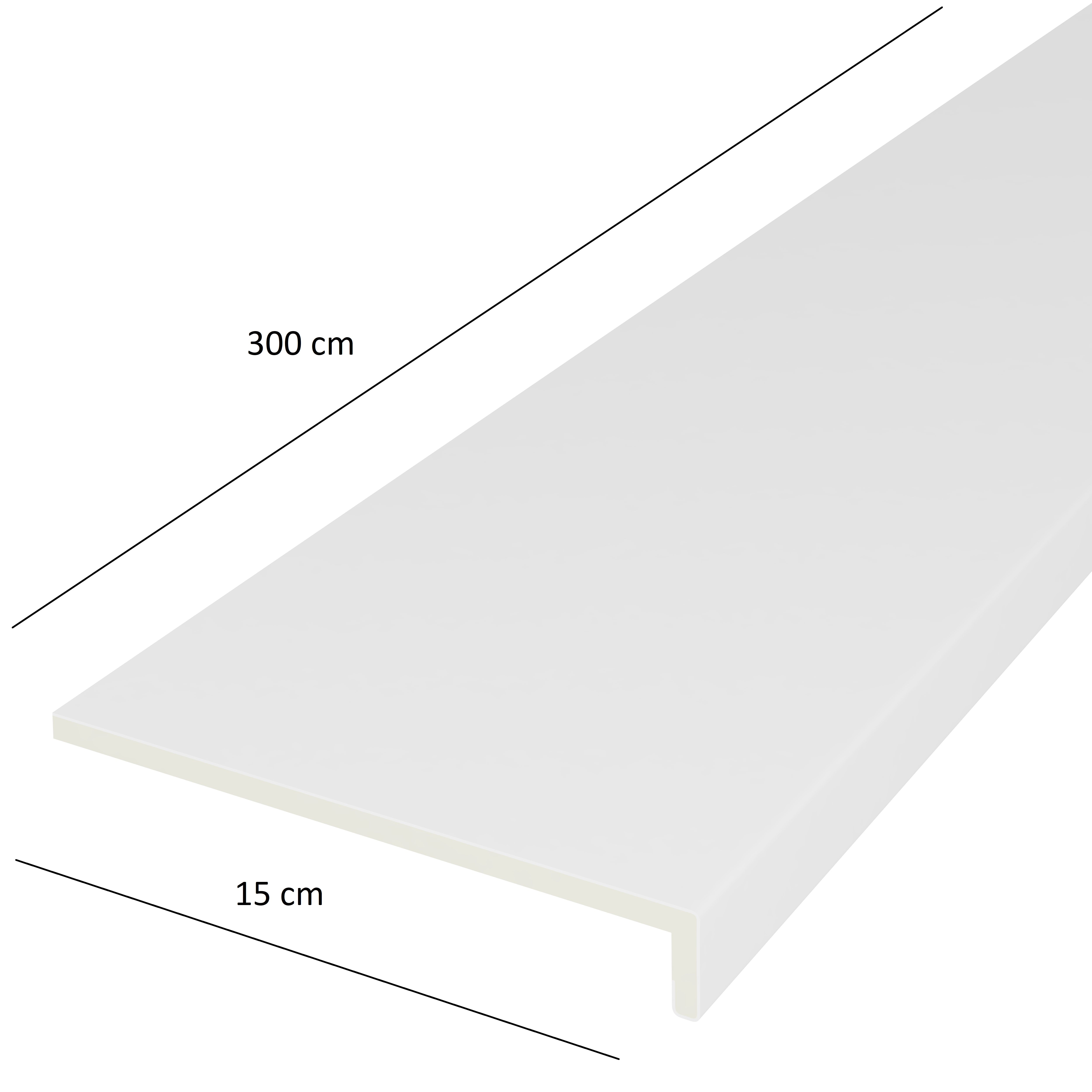 Glaf Exterior, Alb, PVC, 300 x 15 cm  VOX PROFILE