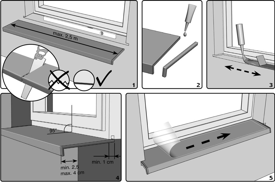 Glaf exterior VOX, PVC, 300 x 20 cm, alb