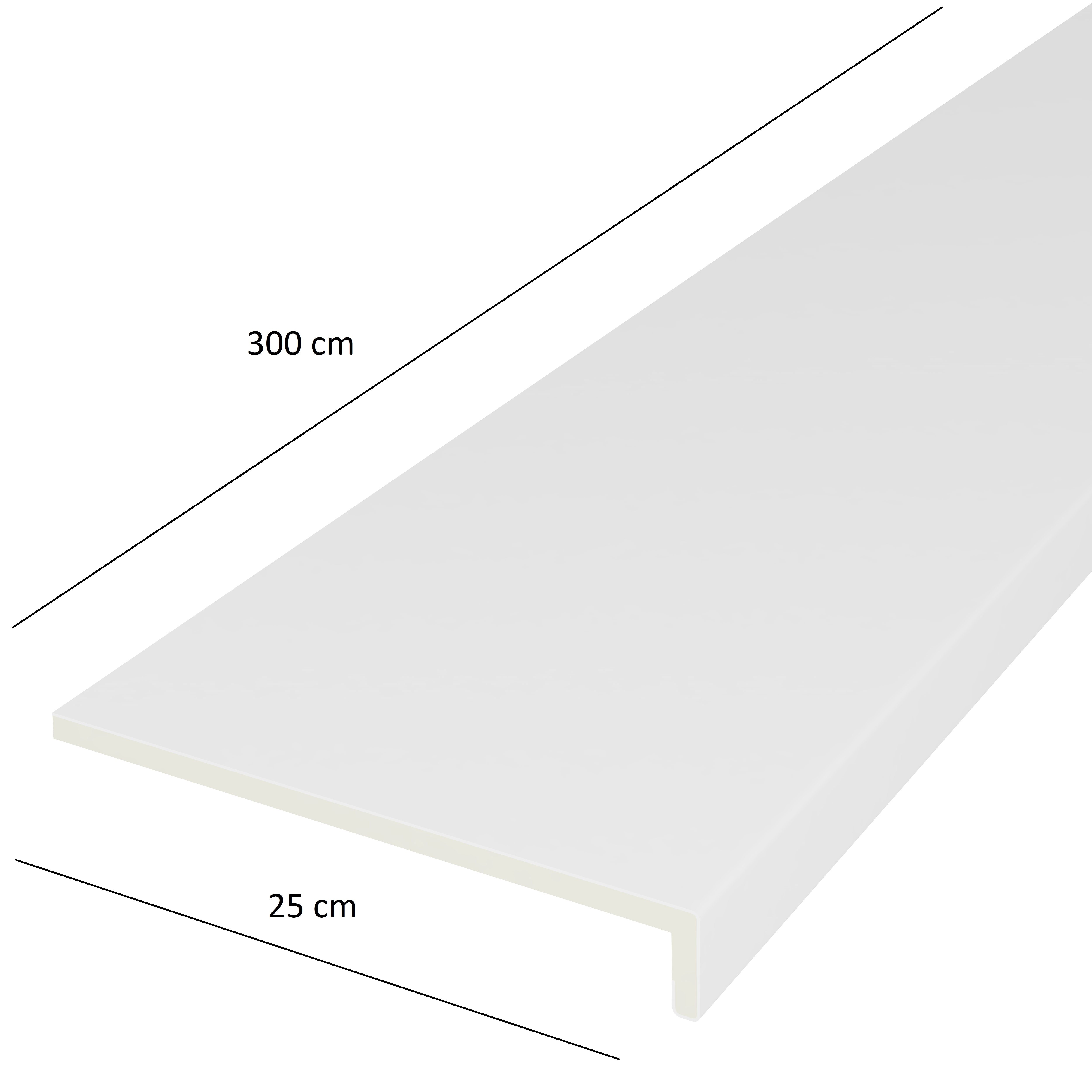 Glaf Exterior, Alb, PVC, 300 x 25 cm  VOX PROFILE