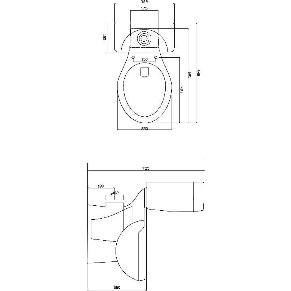 Set vas WC si rezervor Tapia, evacuare orizontala, montare pe pardoseala, ceramica, 3/6 l, alb