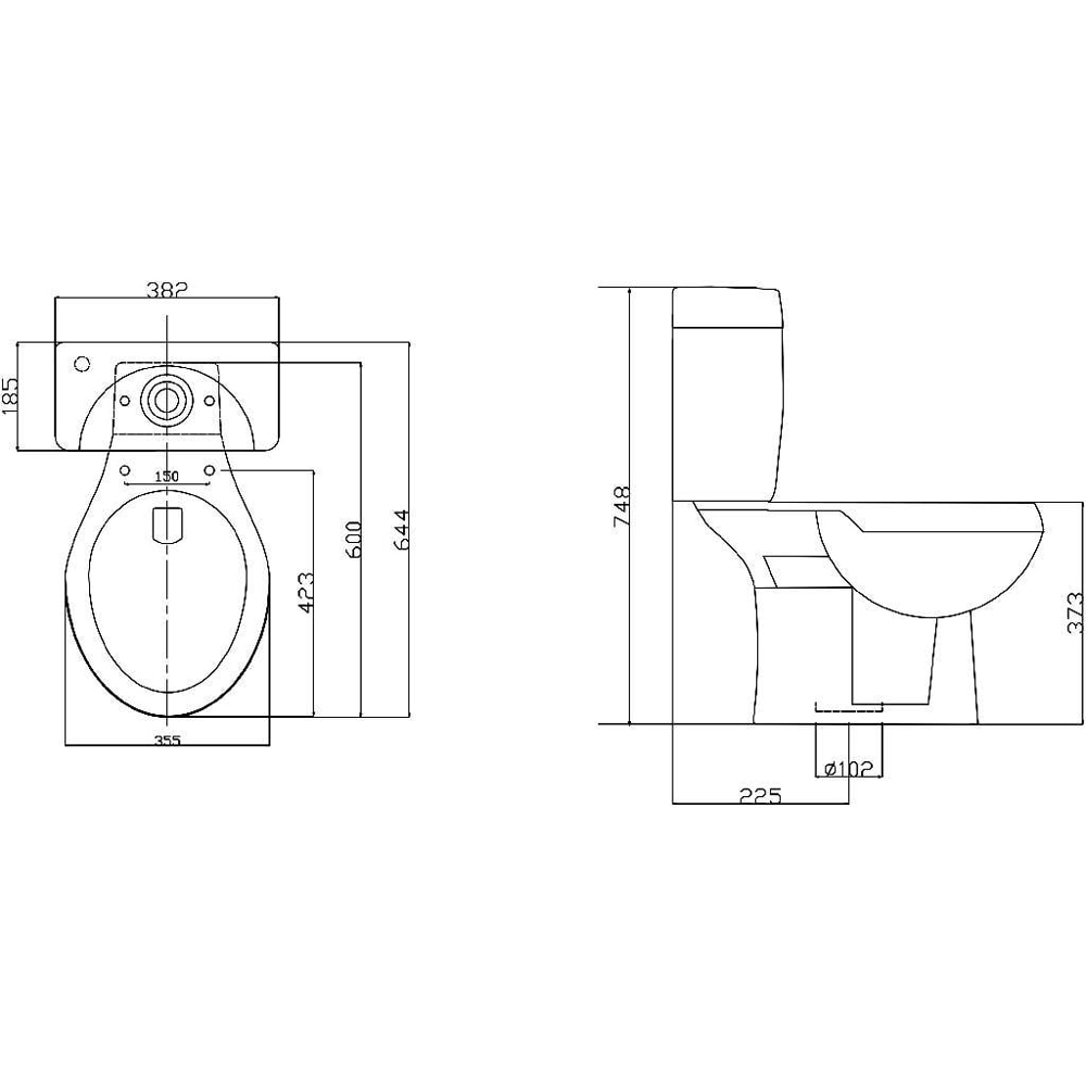 Set vas WC si rezervor Tapia, evacuare verticala, montare pe pardoseala, ceramica, 3/6 l, alb