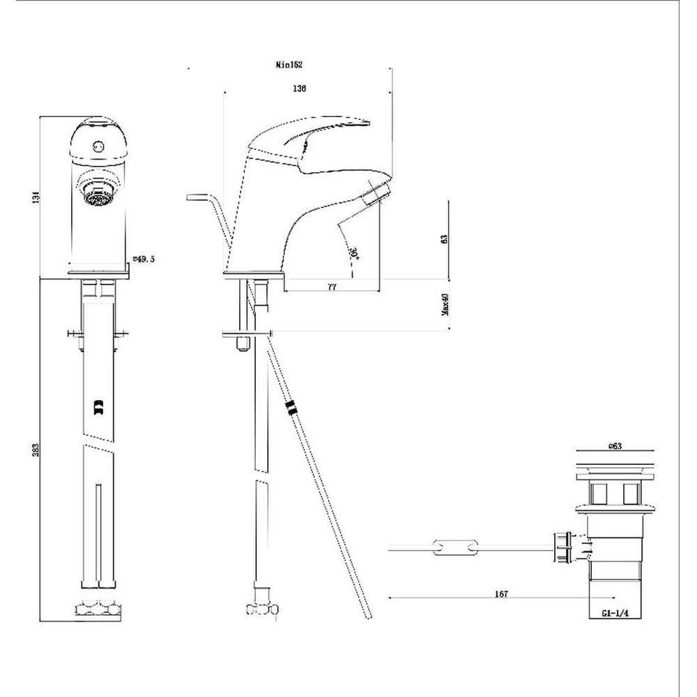 Baterie lavoar COOKE & LEWIS Blyth, alama, argintiu