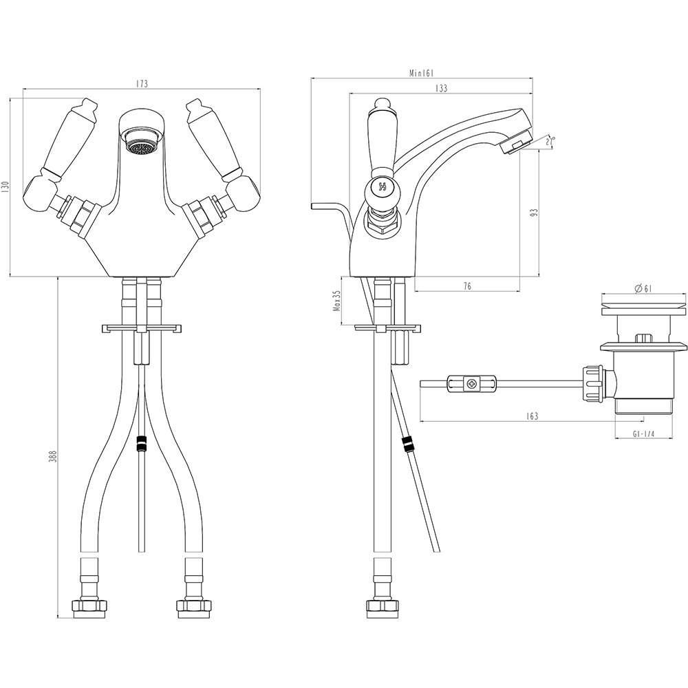 Baterie lavoar GoodHome Brean, alama, argintiu