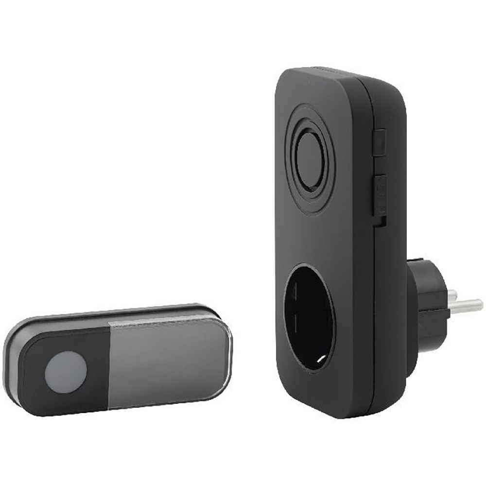 Set sonerie wireless conectabila cu priza si buton LIAM BLYSS 3V, IP44, negru