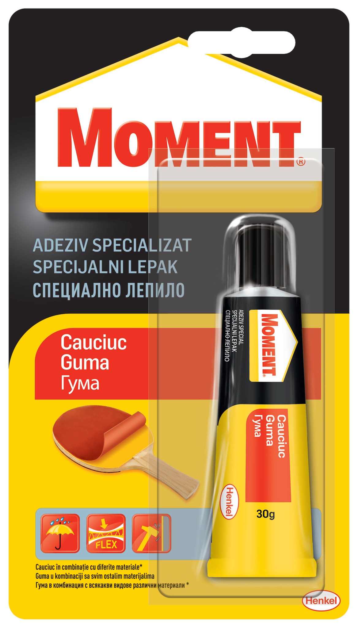 Adeziv pentru cauciuc, transparent, 30 g   Moment