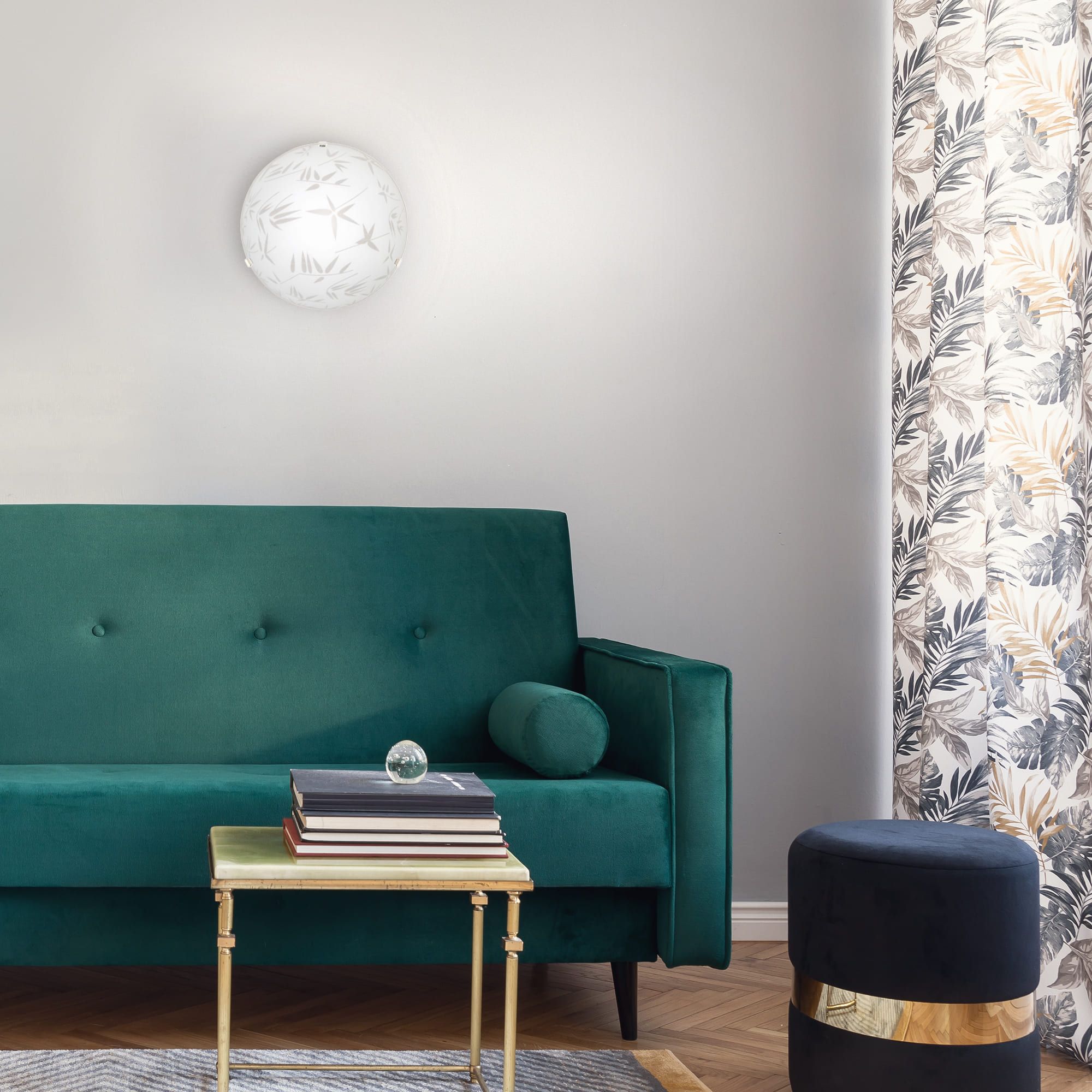 Plafoniera, 1 x E27, alb, metal si sticla, 25 cm Klausen Petal