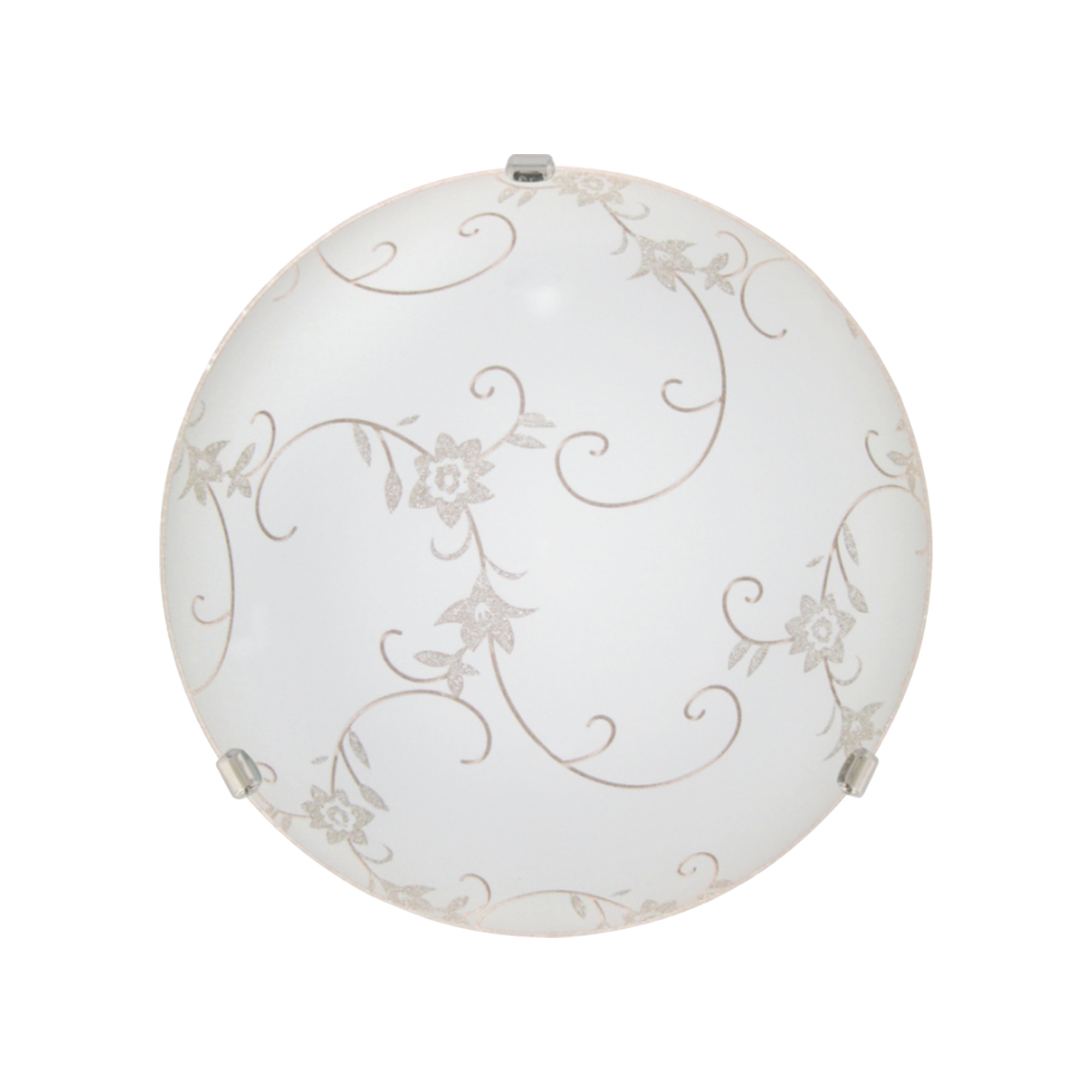 Plafoniera, 1 x 75 W, alb, metal si sticla, 25 cm    Klausen Floro