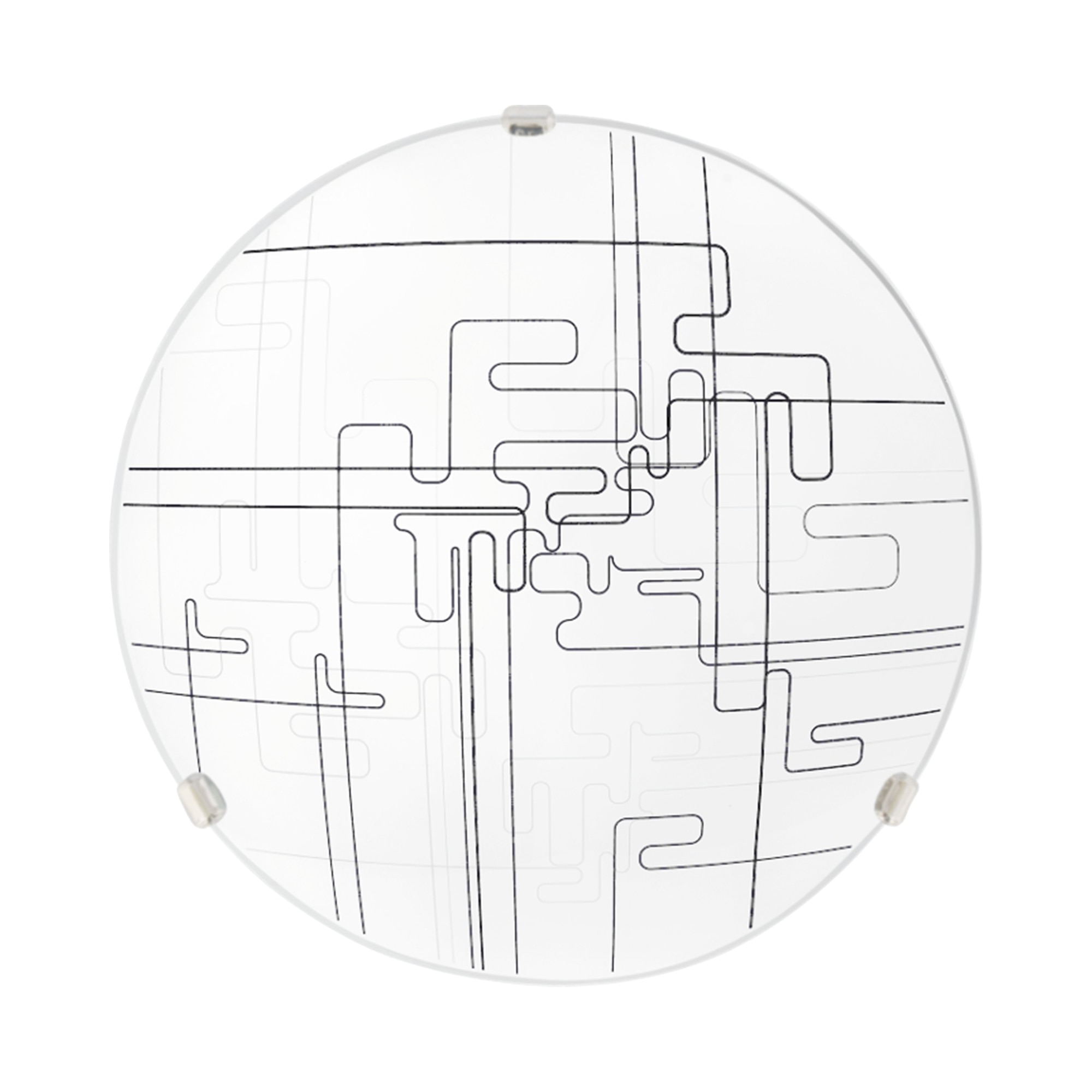 Plafoniera, 1 x E27, alb, metal si sticla, 40 cm    Klausen Tetrix